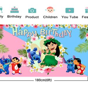 huio Hawaiian Aloha Backdrop for Lilo and Stitch Theme Birthday Party Supplies 6x4ft Tropical Summer Photo Background for StitchTheme Party Cake Table Decorations Baby Shower Banner, One Size