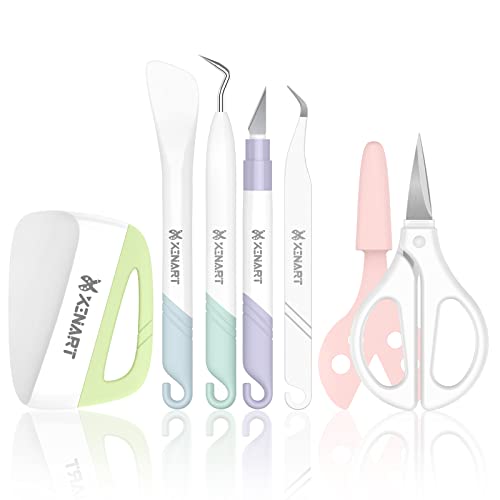 Xinart Weeding Tools Set for Vinyl Craft Knife/Weeder/Scraper/Spatula/Tweezers/Scissors Basic Weed Removal Tool Kit for Cricut Stencils/Oracal Vinyl/Siser HTV/Silhouette Cardstock