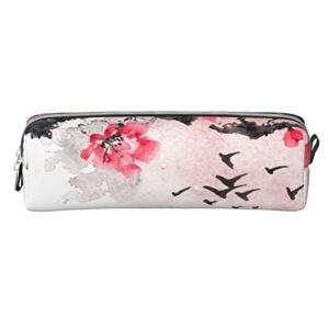 allgobee pu leather pencil bag pen case watercolor-painted-city-chinese students stationery pouch pencil holder desk organizer