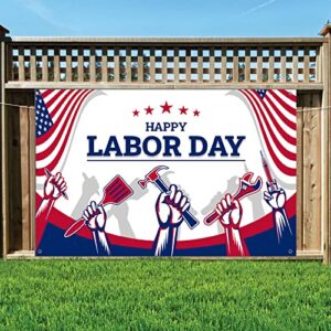 Happy Labor Day Background Banner Patriotic Hanging Party Decoration for American Holiday Party Supplies