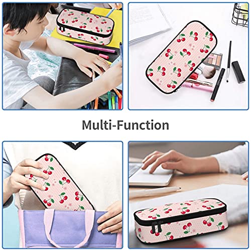Cherry Blossom Pencil Case Pink Pen Bag for Women Girls with Zipper and Compartment Cute Portable