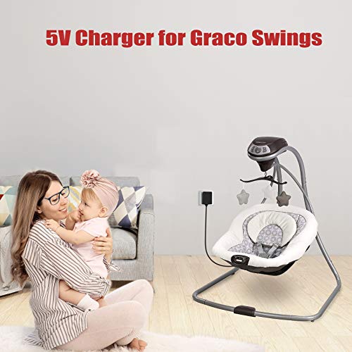 5V Baby Swing AC Adapter Power Cord Compatible with Graco Swing, Simple Swing, Glider LX, Glider Premier, Glider Elite, Glider Petite LX, Sweetpeace, Sweet Snuggle, DuetConnect LX, DuetSoothe (10FT)