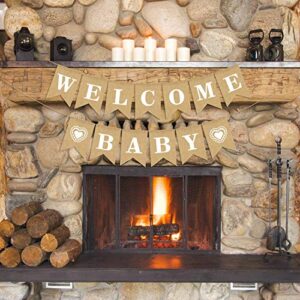 Jute Burlap Welcome Baby Banner Baby Shower Gender Reveal Boy Girl Party Decoration