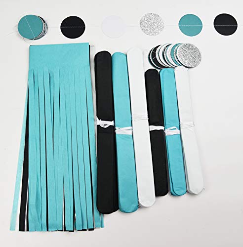 Graduation Decorations Turquoise Black 2023 Teal Birthday Decorations Women/Bridal Shower Decorations Turquoise Black Silver Decorations Black Polka Dot Balloons Little Man Birthday Party Decorations