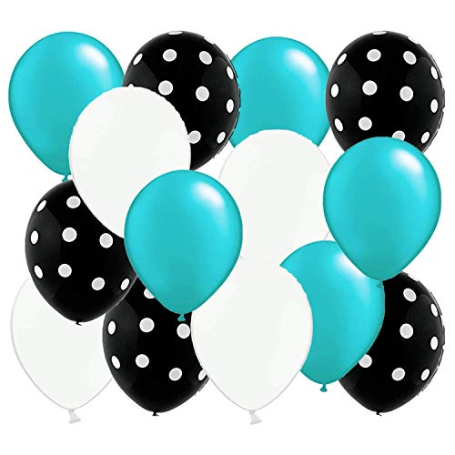 Graduation Decorations Turquoise Black 2023 Teal Birthday Decorations Women/Bridal Shower Decorations Turquoise Black Silver Decorations Black Polka Dot Balloons Little Man Birthday Party Decorations