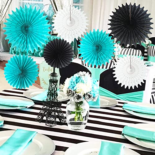 Graduation Decorations Turquoise Black 2023 Teal Birthday Decorations Women/Bridal Shower Decorations Turquoise Black Silver Decorations Black Polka Dot Balloons Little Man Birthday Party Decorations