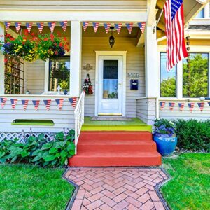 Whaline 30pcs Large USA Patriotic Bunting Banner American July 4th Triangle Flag Garlands Star-Spangled Pennant String Banner for Independent Day Party Grand Opening Home Office Decoration