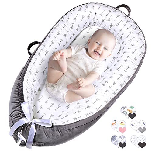 Baby Lounger Cover 100% Soft Cotton Cover Breathable Co Sleeping Bed for Newborn, Portable Infant Floor Seat, Baby Must Have Essentials, Machine Washable (Arrow)