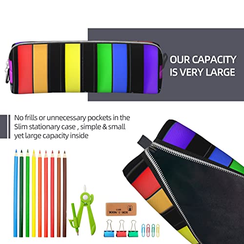 allgobee Pu Leather Pencil Bag Pen Case Music-Joy-Rainbow Students Stationery Pouch Pencil Holder Desk Organizer