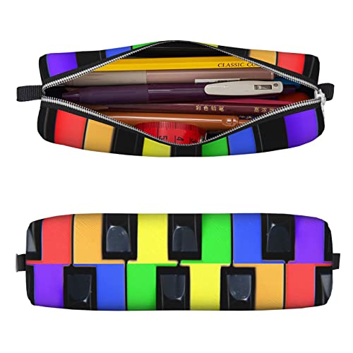 allgobee Pu Leather Pencil Bag Pen Case Music-Joy-Rainbow Students Stationery Pouch Pencil Holder Desk Organizer