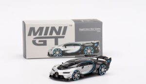 bugatti vision gran turismo sliver and carbon 1/64 diecast model car by true scale miniatures mgt00369