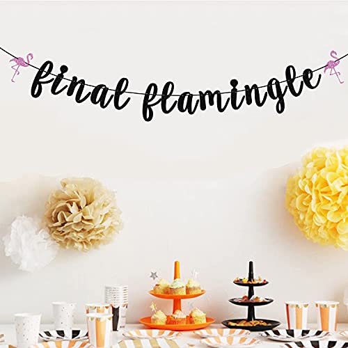 Betalala Final Flamingle Banner, Flamingo Bachelorette Party Decorations, Tropical Hawaii Luau Bachelorette Party Decorations Black Glitter