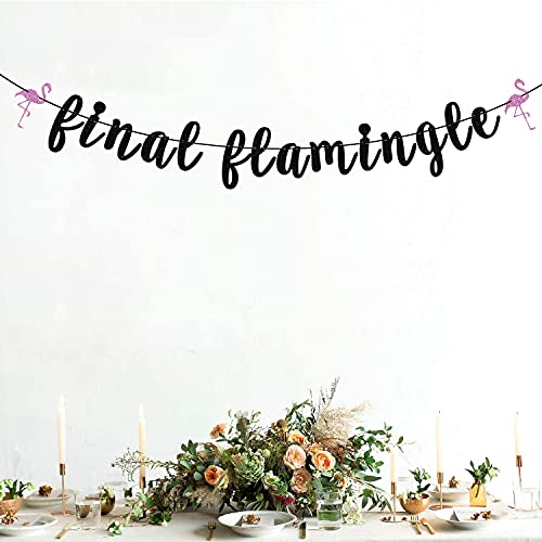 Betalala Final Flamingle Banner, Flamingo Bachelorette Party Decorations, Tropical Hawaii Luau Bachelorette Party Decorations Black Glitter