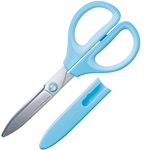 Kokuyo Saxa Glueless Scissors, Blue, 3D Blade, Symmetrical Handle for Both Right-hand and Left-hand, with Safety Cap, Japan Import (HASA-P280B)