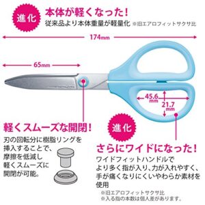 Kokuyo Saxa Glueless Scissors, Blue, 3D Blade, Symmetrical Handle for Both Right-hand and Left-hand, with Safety Cap, Japan Import (HASA-P280B)