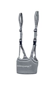 upspring baby walking wings learn to walk assistant, gray, handheld baby walker harness for babies and toddlers