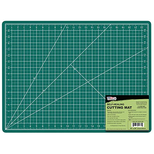 US Art Supply 18" x 24" Green/Black Professional Self Healing 5-Ply Double Sided Durable Non-Slip Cutting Mat Great for Scrapbooking, Quilting, Sewing and all Arts & Crafts Projects