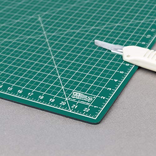 US Art Supply 18" x 24" Green/Black Professional Self Healing 5-Ply Double Sided Durable Non-Slip Cutting Mat Great for Scrapbooking, Quilting, Sewing and all Arts & Crafts Projects