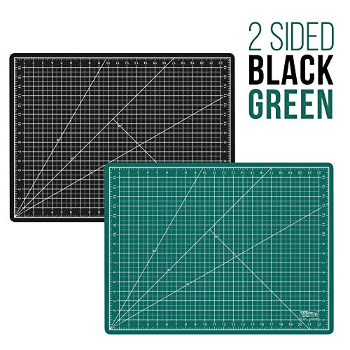 US Art Supply 18" x 24" Green/Black Professional Self Healing 5-Ply Double Sided Durable Non-Slip Cutting Mat Great for Scrapbooking, Quilting, Sewing and all Arts & Crafts Projects