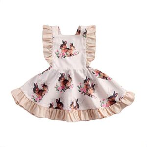 toddler kids baby girls easter clothes bunny sleeveless romper bodysuit headband rabbit ruffle dress baby sister matching outfits (pink dress, 18-24 months)