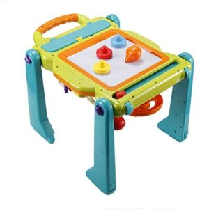NuoPeng 3 in 1 Baby Sit-to-Stand Walker, Activity Center, Entertainment Table, Drawing Board (Yellow with Green)