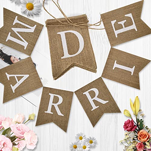 Just Married Burlap Banner, Just Married Car Decorations, Pre-Strung