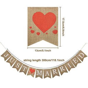 Just Married Burlap Banner, Just Married Car Decorations, Pre-Strung