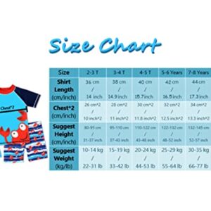 Achiyi Baby Boys Kids Swimsuits Two Pieces Short Long Sleeve Rash Guard Bathing Suits Swim Trunks UPF 50+ Crab 8