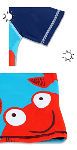 Achiyi Baby Boys Kids Swimsuits Two Pieces Short Long Sleeve Rash Guard Bathing Suits Swim Trunks UPF 50+ Crab 8