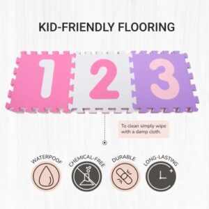 Tadpoles Foam Playmats for Kids, 36 Interlocking Tiles Teach the ABCs and Numbers 0-9, For Ages 3 and Up, Colors: Pink/Purple, 36 Count (Pack of 1)