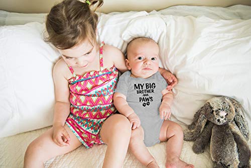 AW Fashions My Big Brother Has Paws - Animal Lover - Cute One-Piece Infant Baby Bodysuit (6 Months, Sports Grey)