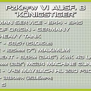 1000 Pcs Historical Collection WWII /2540/ Panzerkampfwagen Vi Tiger Ausf.B Konigstiger