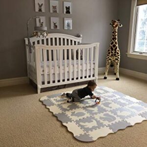 Baby Play Mat with Fence, Animals, and Foam Tiles. Tummy time mat, Playmat for Kids, Toddlers, Infants. Activity Center, Ball Pit Gym Floor playpen. 57"x 57", Over 74" Across!