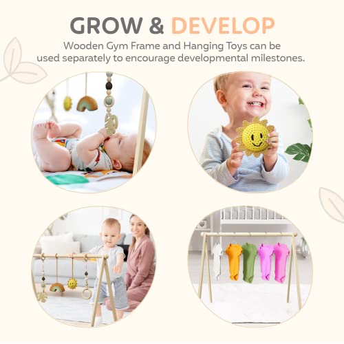 Wooden Baby Gym – Premium Infant Activity Gym with Hanging Bar for Wooden Toys – Wooden Play Gym Frame for Tummy Time Mat – Educational Baby Activity Gym for Newborn Gift for Baby Girl and Boy