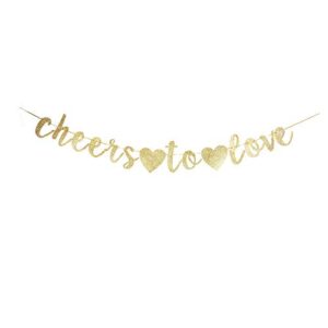 wedding, engagement, bach, valentine’s day party decorations, cheers to love gold gliter paper banner backdrops