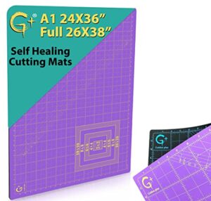 g+ self-healing cutting mat – true a1 24 x 36″ (26 x 38″ full) eco-friendly, double-sided, non-slip, rotary cutting board for sewing, arts and crafts for school projects, businesses, and giveaways