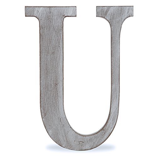 The Lucky Clover Trading U Wood Block, 24" L, Charcoal Grey Wall Letter, Gray