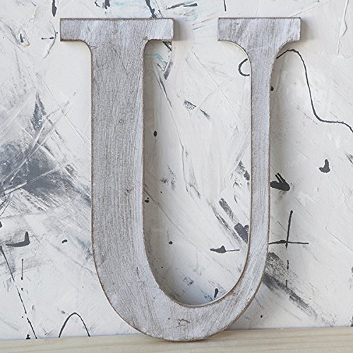 The Lucky Clover Trading U Wood Block, 24" L, Charcoal Grey Wall Letter, Gray