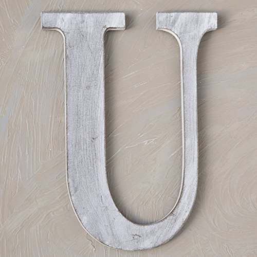 The Lucky Clover Trading U Wood Block, 24" L, Charcoal Grey Wall Letter, Gray