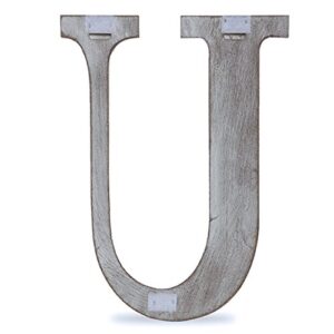 The Lucky Clover Trading U Wood Block, 24" L, Charcoal Grey Wall Letter, Gray