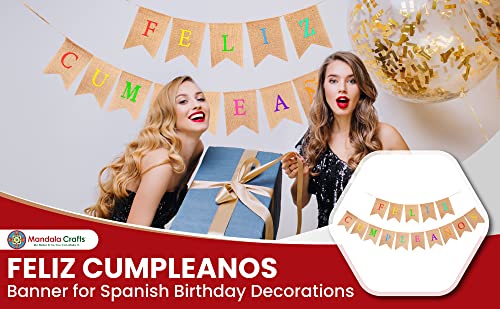 Mandala Crafts Feliz Cumpleaños Banner for Spanish Birthday Decorations - Feliz Cumpleanos Fiesta Mexican Birthday Banner for Mexican Happy Birthday Decorations Party Backdrop