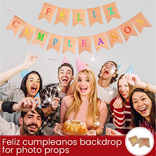 Mandala Crafts Feliz Cumpleaños Banner for Spanish Birthday Decorations - Feliz Cumpleanos Fiesta Mexican Birthday Banner for Mexican Happy Birthday Decorations Party Backdrop