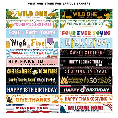 Large Cheers to 60 Years Banner, Black Gold 60 Anniversary Party Sign, 60th Happy Birthday Banner(9.8feet X 1.6feet)