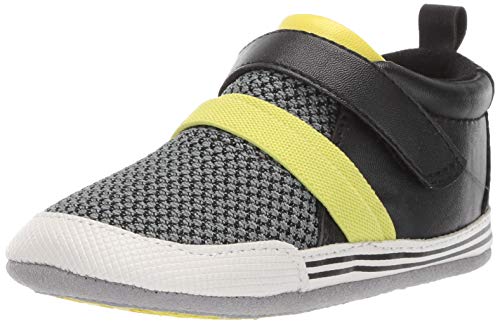 RO + ME by Robeez Baby Boy Crib Shoes Boys Infant Athletic Sneaker, Jake Black, 6-12 Months