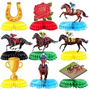 9 pieces kentucky derby honeycomb table centerpieces, talk derby to me run for the roses for horse racing birthday party supplies derby day home decor
