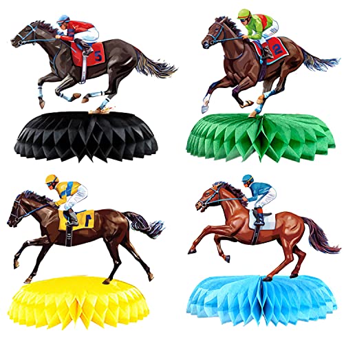 9 Pieces Kentucky Derby Honeycomb Table Centerpieces, Talk Derby to Me Run for the Roses for Horse Racing Birthday Party Supplies Derby Day Home Decor