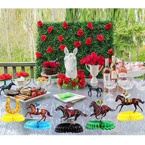 9 Pieces Kentucky Derby Honeycomb Table Centerpieces, Talk Derby to Me Run for the Roses for Horse Racing Birthday Party Supplies Derby Day Home Decor