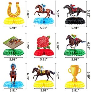 9 Pieces Kentucky Derby Honeycomb Table Centerpieces, Talk Derby to Me Run for the Roses for Horse Racing Birthday Party Supplies Derby Day Home Decor