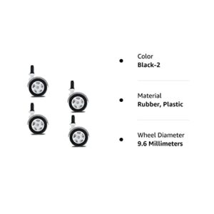 BAYWYI Baby Walker Wheels Replacement, Set of 4, Baby Walker Accessories, Plastic Rubber Wheels Casters, Universal Wheels (A-Black)