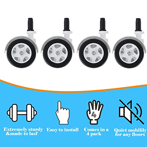 BAYWYI Baby Walker Wheels Replacement, Set of 4, Baby Walker Accessories, Plastic Rubber Wheels Casters, Universal Wheels (A-Black)